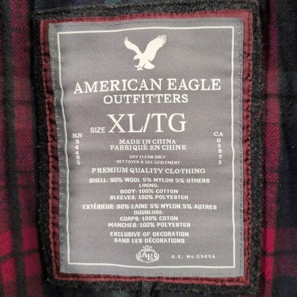 American Eagle Wool Coat Heavyweight Jacket Mens XL Charcoal Gray Cotton Lined - Picture 3 of 9